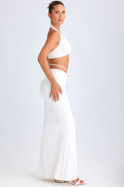 Oh Polly Zweena 10322 Jupe Maxi Blanche Fente Taille Mi-Haute