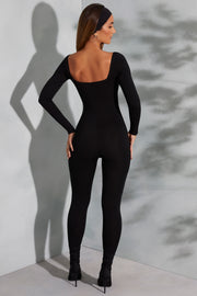 Oh Polly Delanie 3835 combinaison col carré noire bodycon