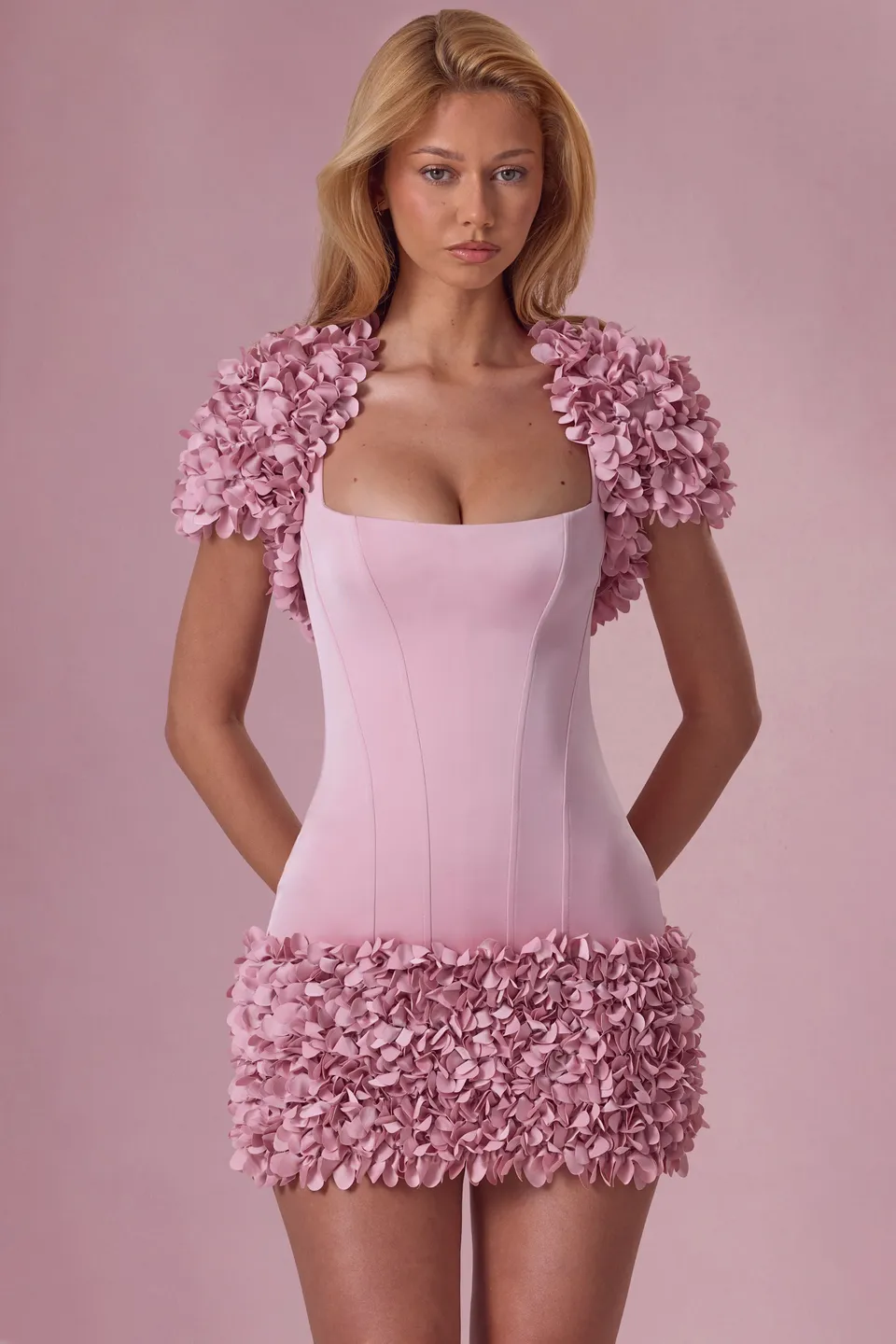 Oh Polly Soretta boléro court rose fleurs 3D