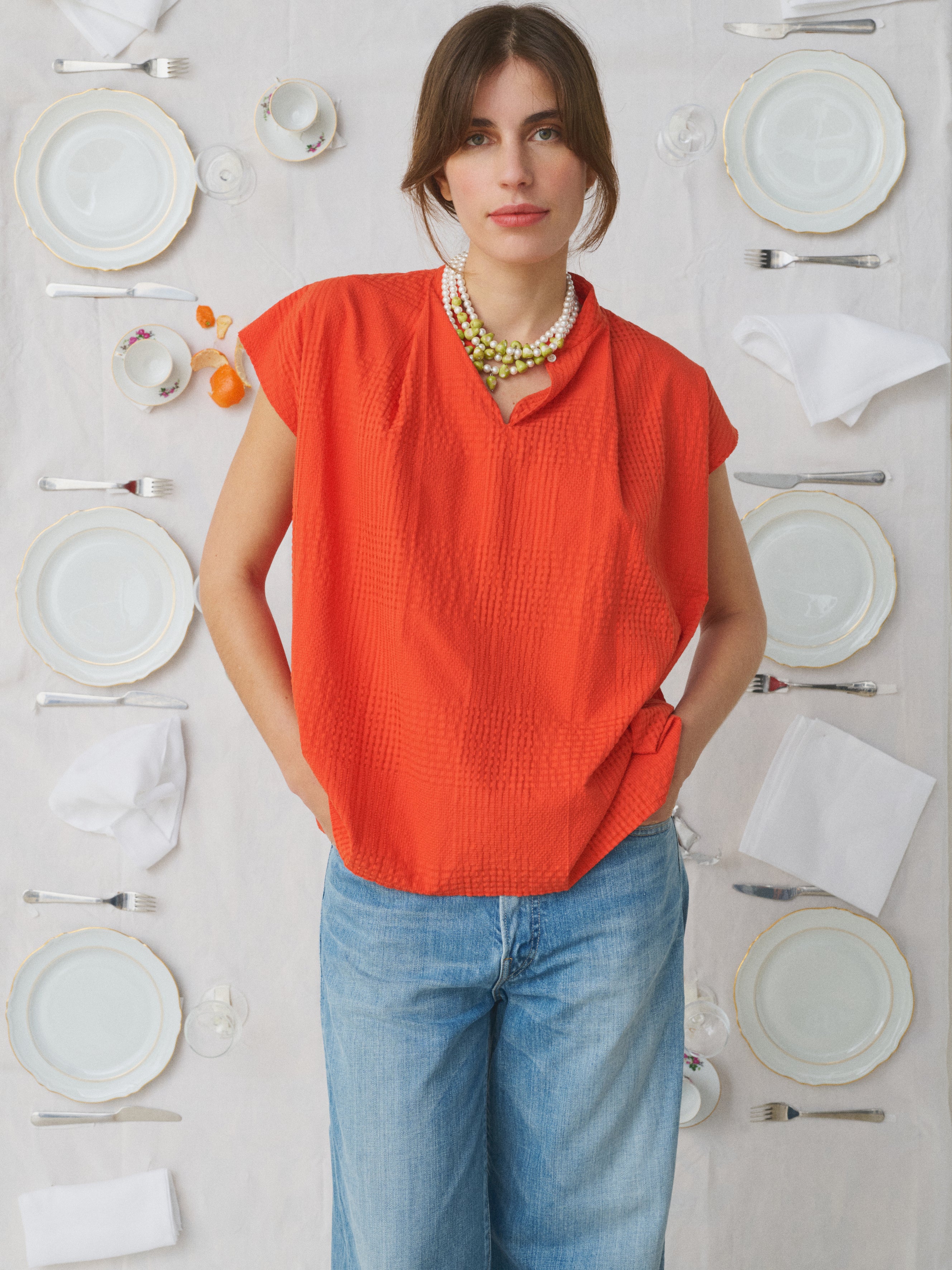 MII Mii à table Top Anne top femme coton soie