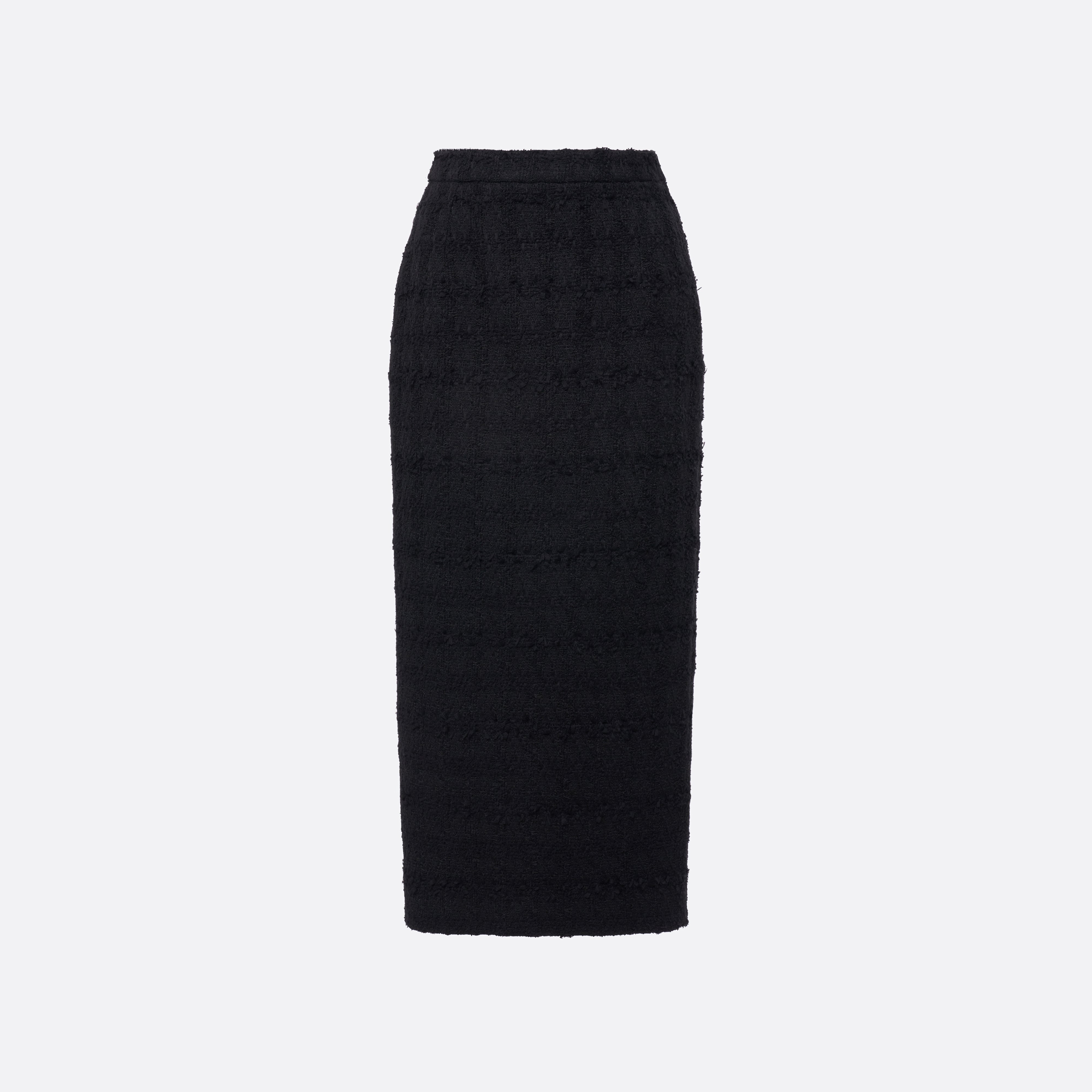 Alessandra Rich Check Tweed Bouclé jupe midi noire fente