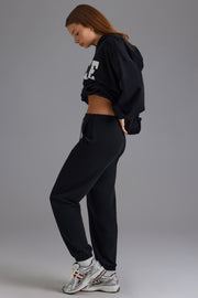 Oh Polly Jogging Noir Coton Taille Haute 100% Coton