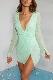 Oh Polly Embellished Chelsea 6127 robe mini menthe perles