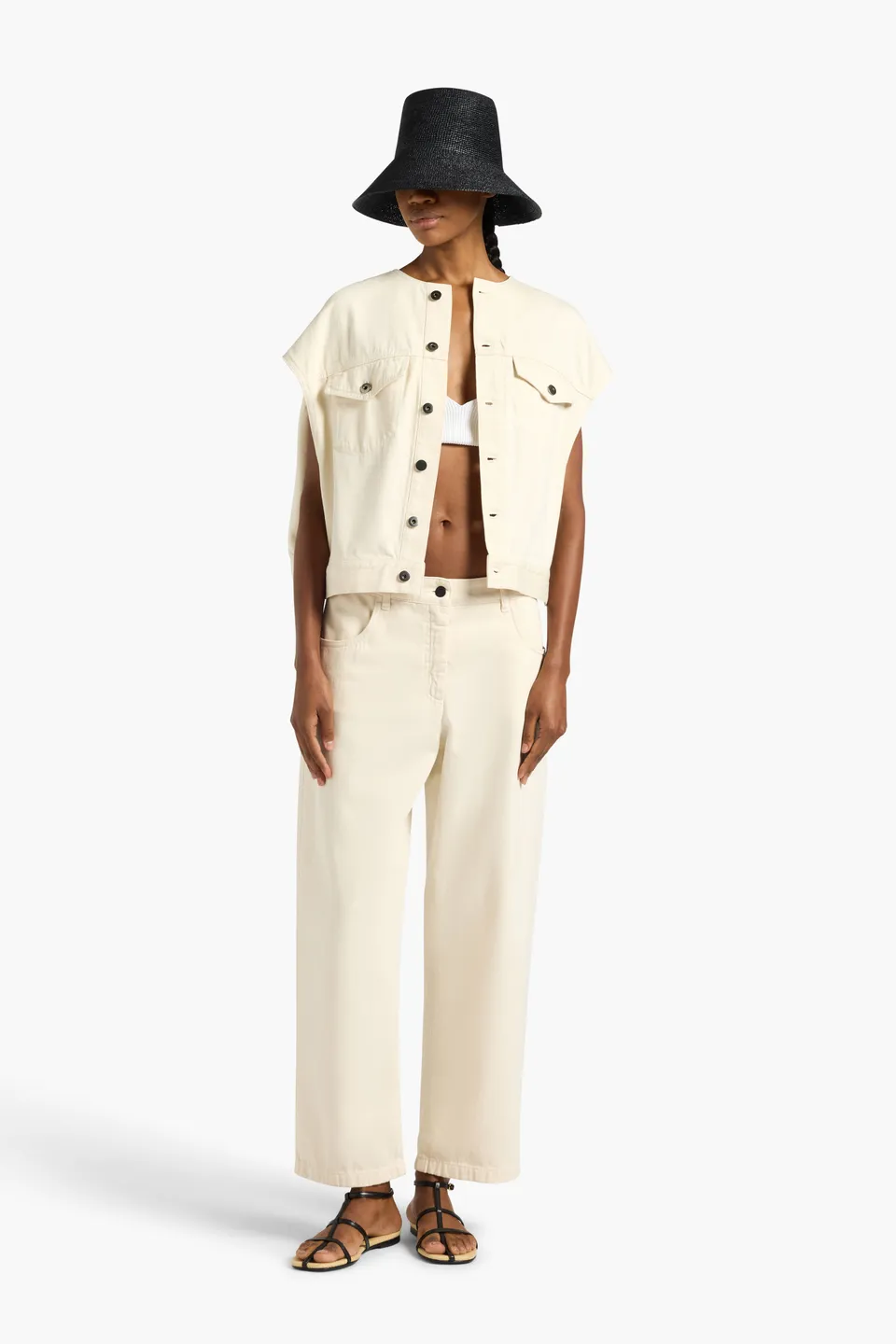 Liviana Conti Idris gilet coton raw denim M