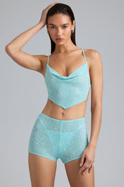 Oh Polly Embellished Stella 8353 short strass ice blue micro