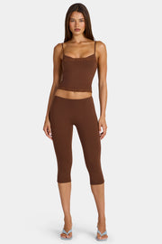 Oh Polly Marlie legging capri marron modal taille basse
