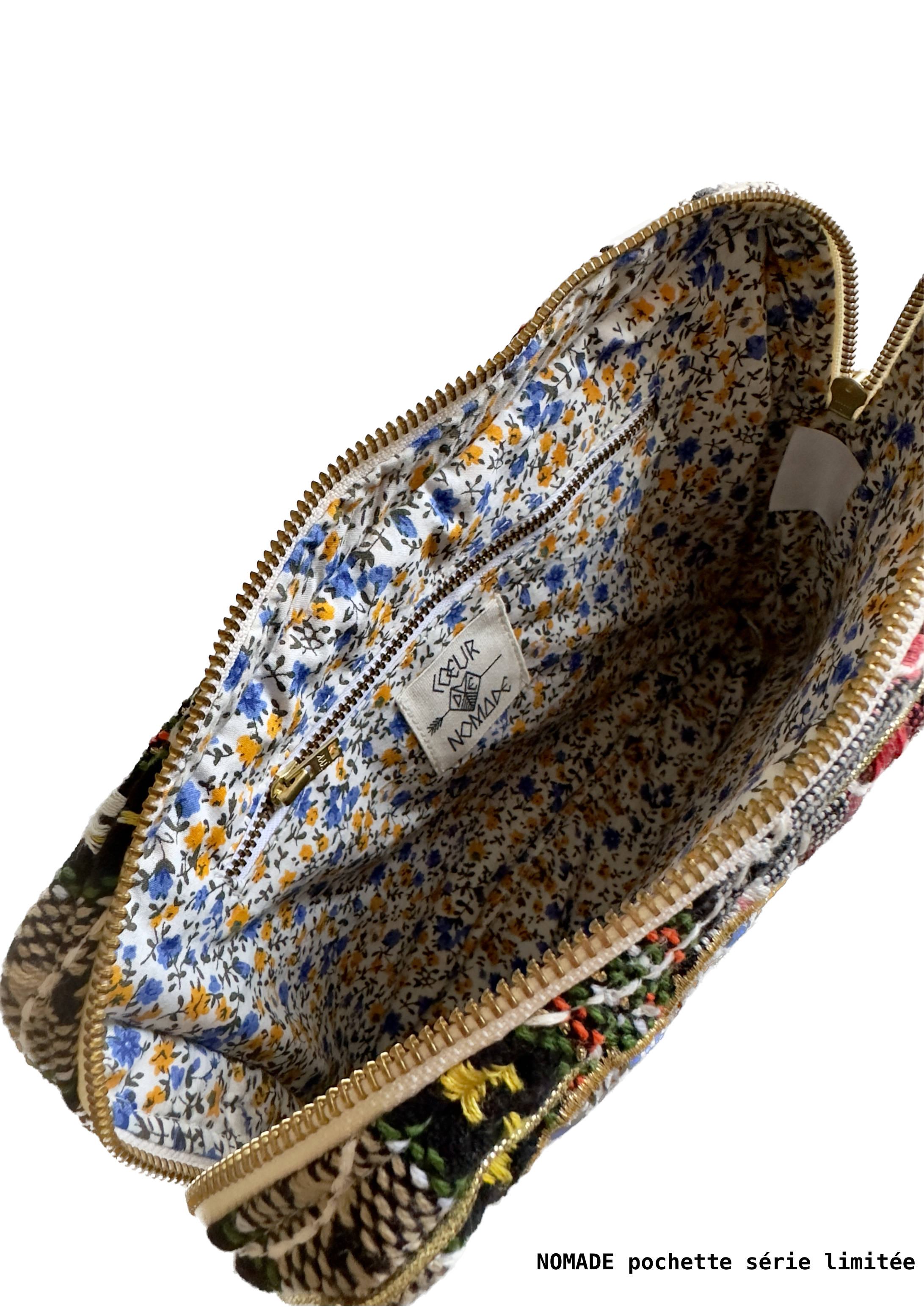 ChicoSoleil Nomade pochette coton brodée noir multicolore