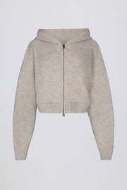 Oh Polly Knitwear BT02527 hoodie crop zip beige doux