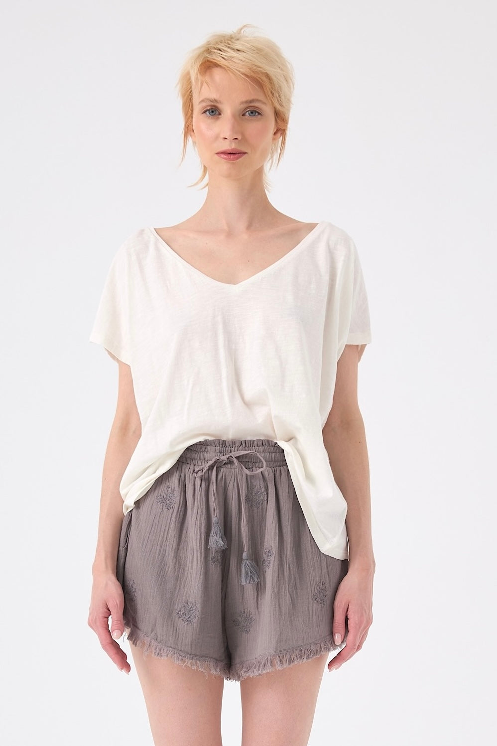 CHICOSOLEIL Shorts Short PALMER Gris Gaze Coton