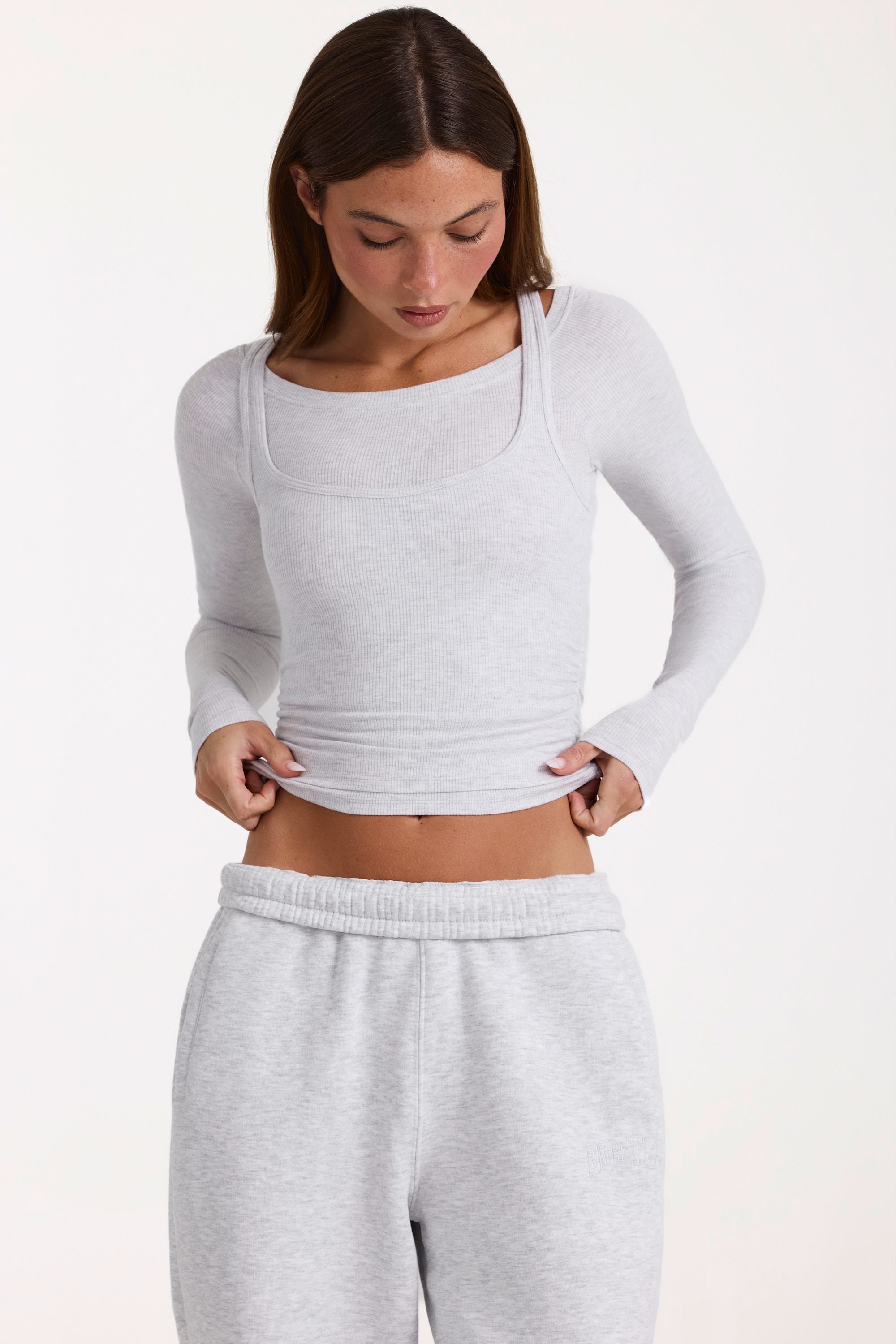 Oh Polly Tops ButterCloud Top Grey Marl gris chiné