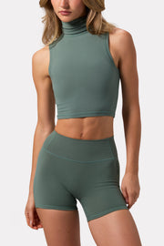 Bo+Tee BT1297 débardeur kaki col montant stretch court