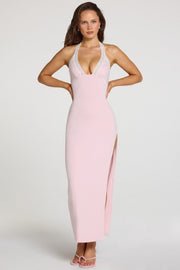 Oh Polly Dahlia 16096 maxi robe rose modal dentelle