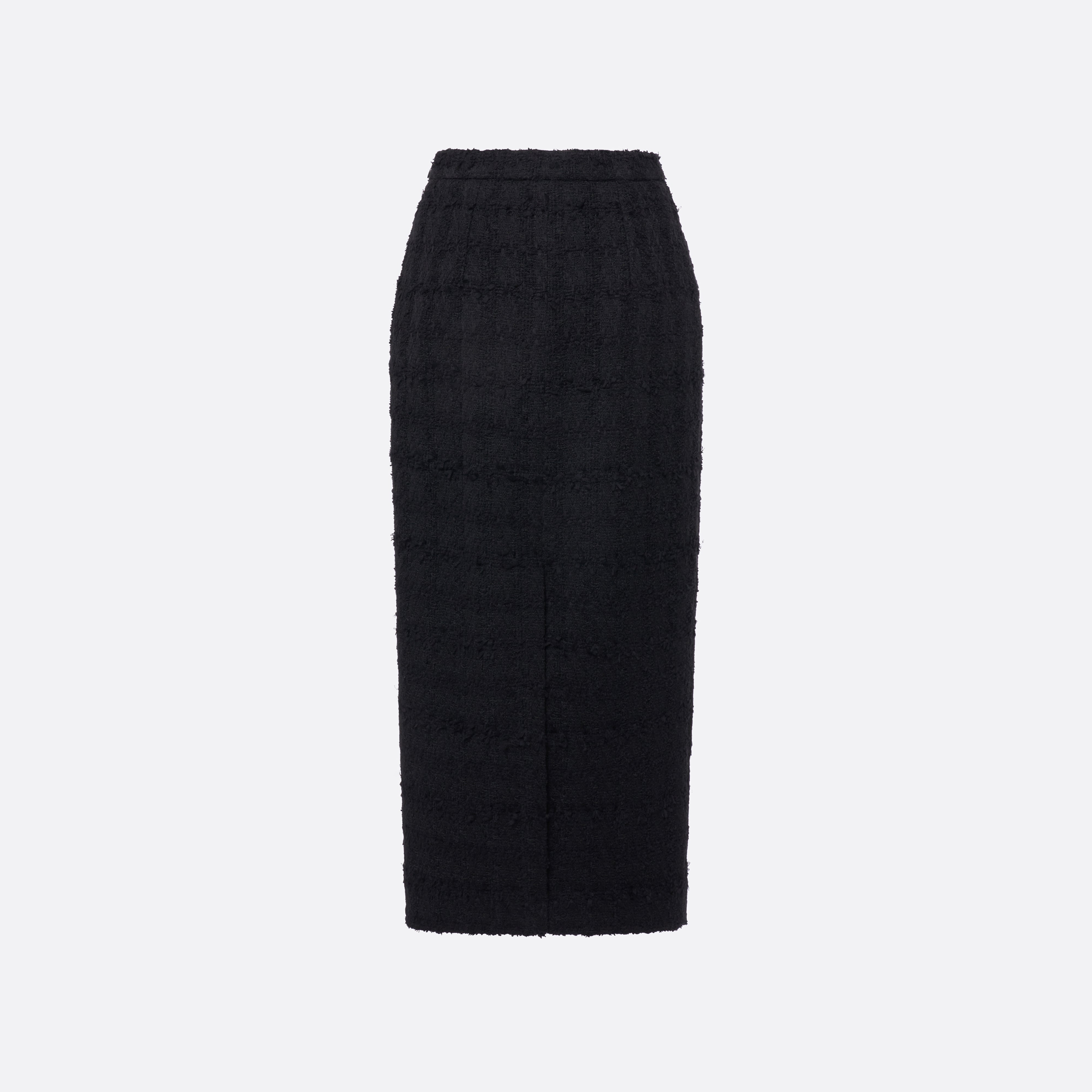Alessandra Rich Check Tweed Bouclé jupe midi noire fente
