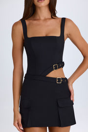 Oh Polly Acadia mini robe noire ceinture découpée