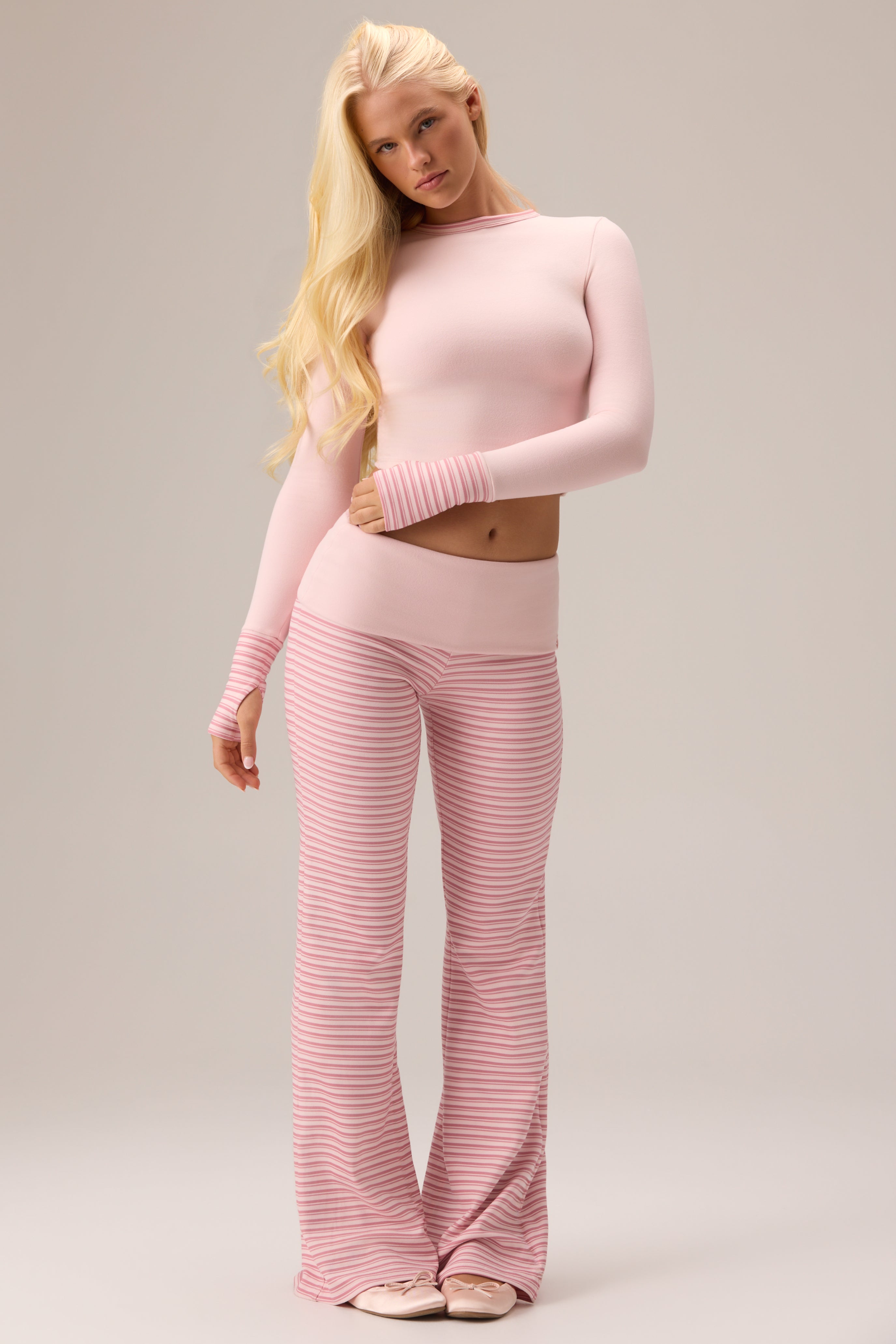 Bo+Tee Plush Pantalon Large Berry Stripe Jersey