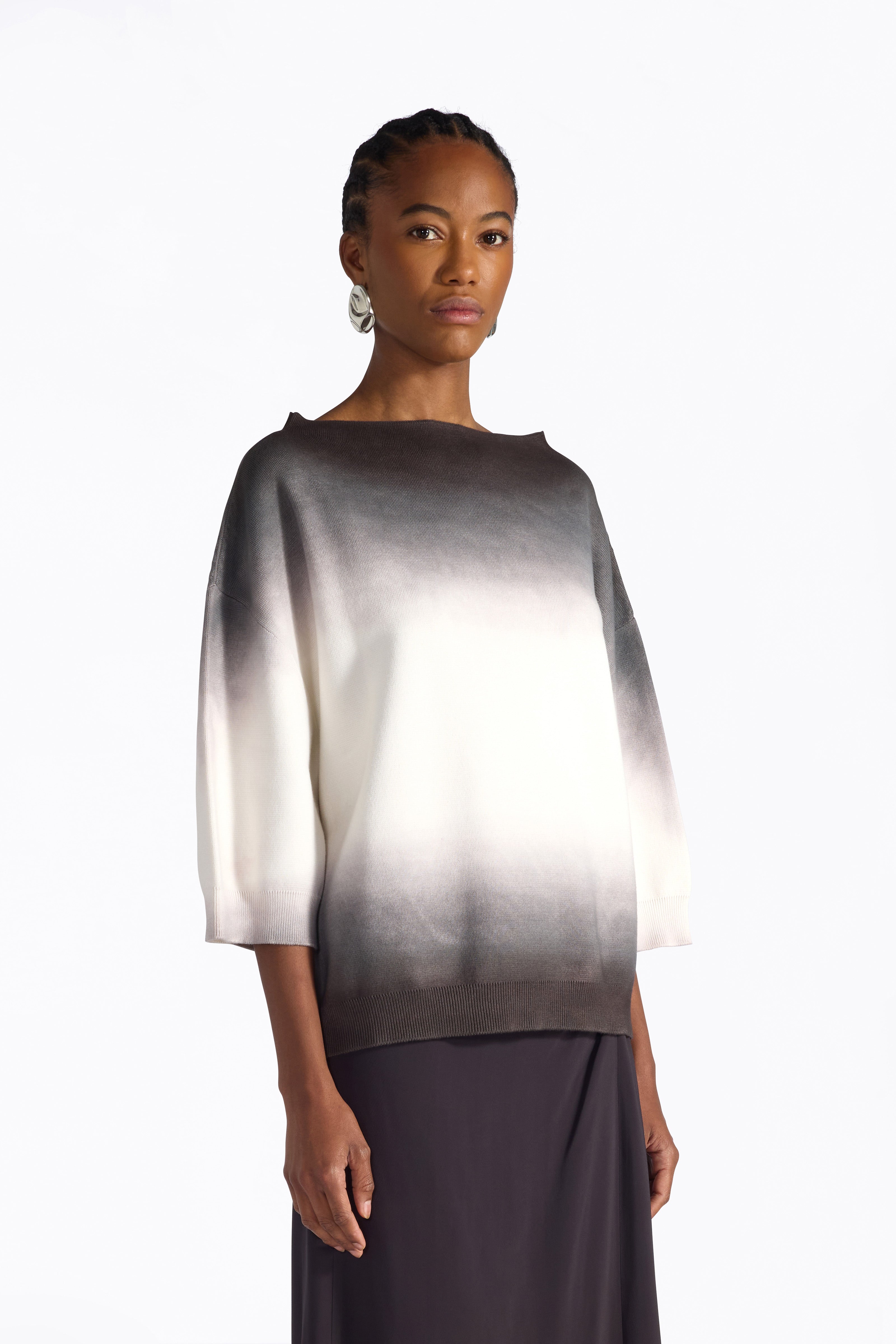 Liviana Conti Tania pull coton tie-dye blanc marron