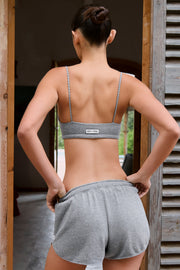 Oh Polly Tops BT2302 brassière col carré gris foncé coton