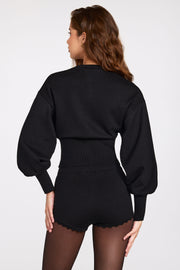 Oh Polly Knitwear 15530 cardigan noir maille fine