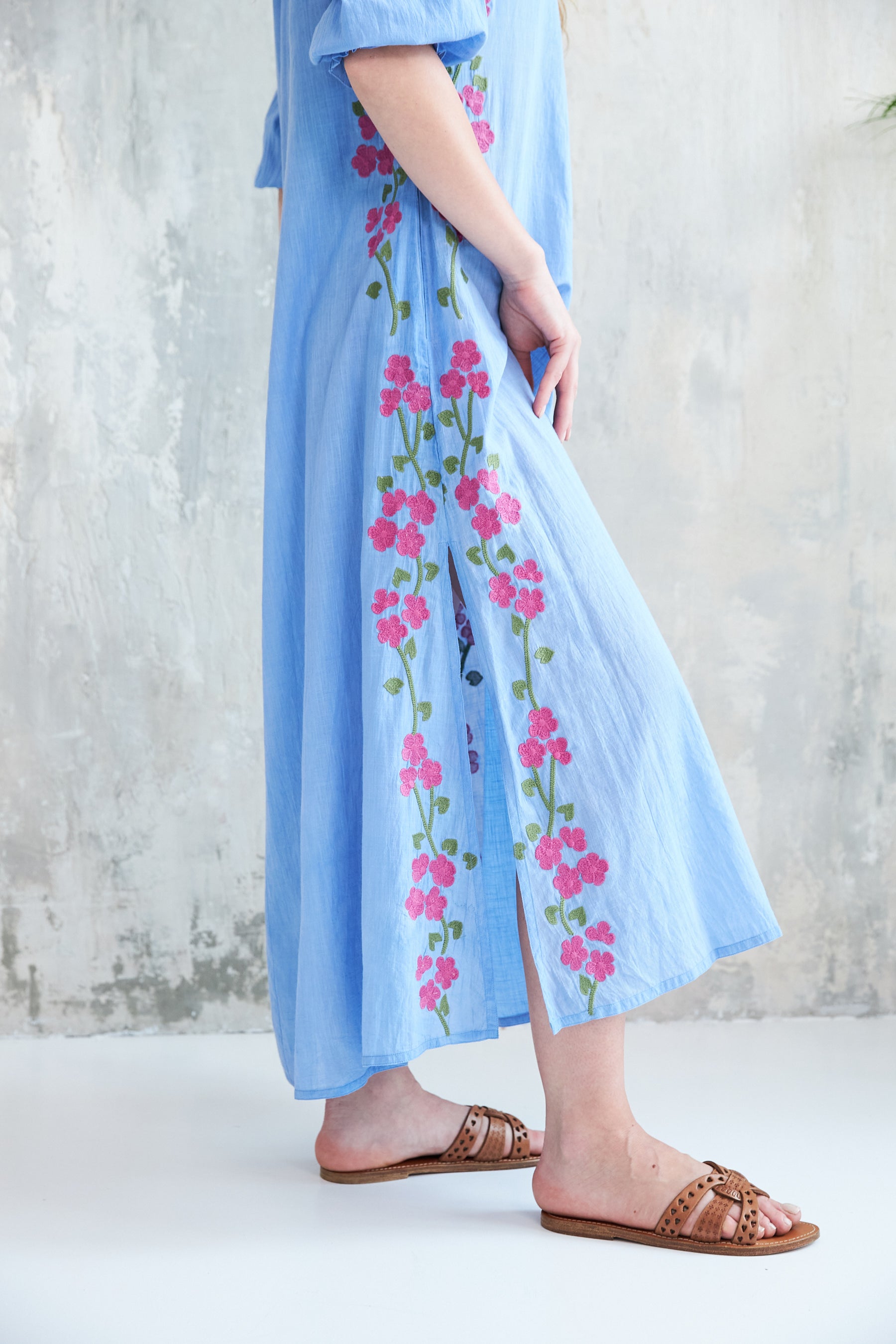 Chicosoleil Robes Kalinda robe longue bleue coton