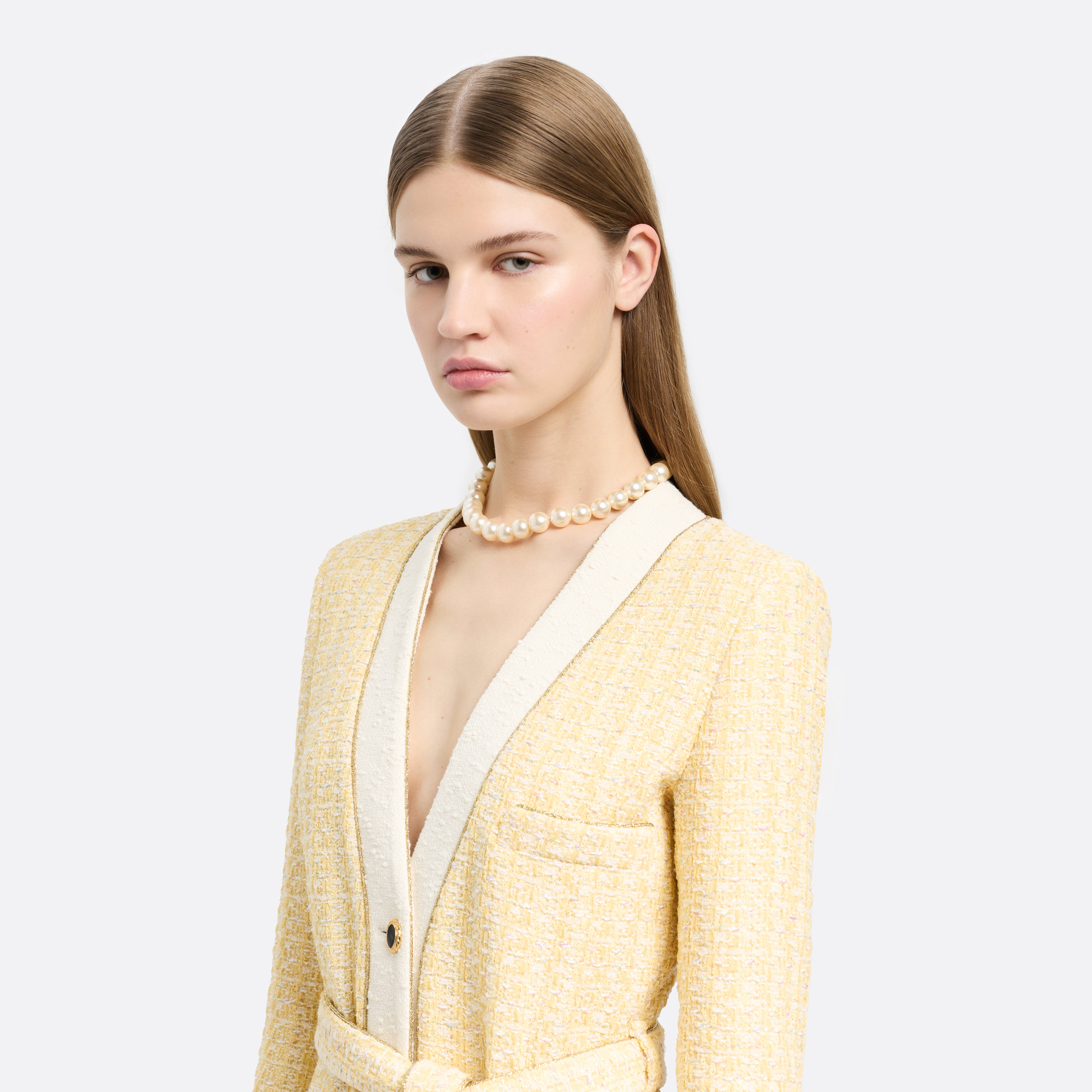 Alessandra Rich Collier perles fermoir cristal doré unique