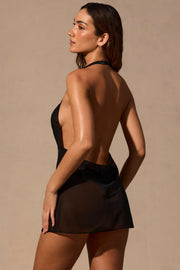 Oh Polly Iona mini robe noire dos nu col bénitier