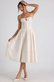 Oh Polly Esmeralda Robe midi ivoire dentelle coton