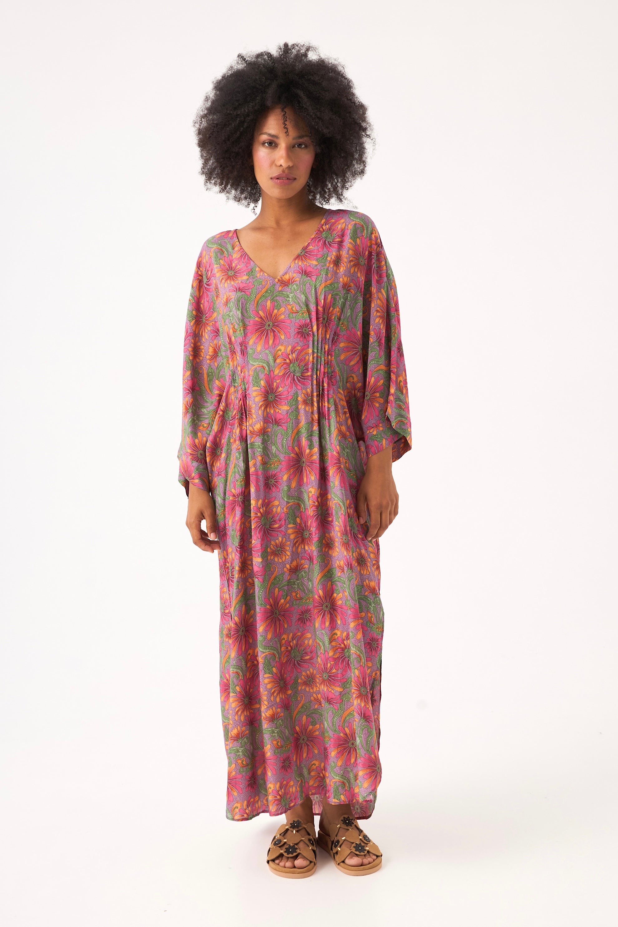 Chicosoleil Kaili robe kaftan satin fleur de satin