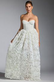 Oh Polly Embellished Robe Camellia Blanche Corset Fleurs