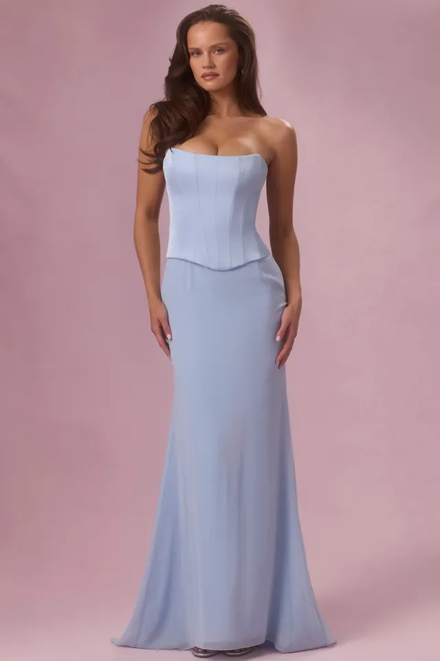 Oh Polly Avielle 15980 robe satin bleu ciel corset