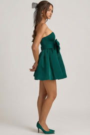Oh Polly Norina mini robe bustier vert émeraude nœud