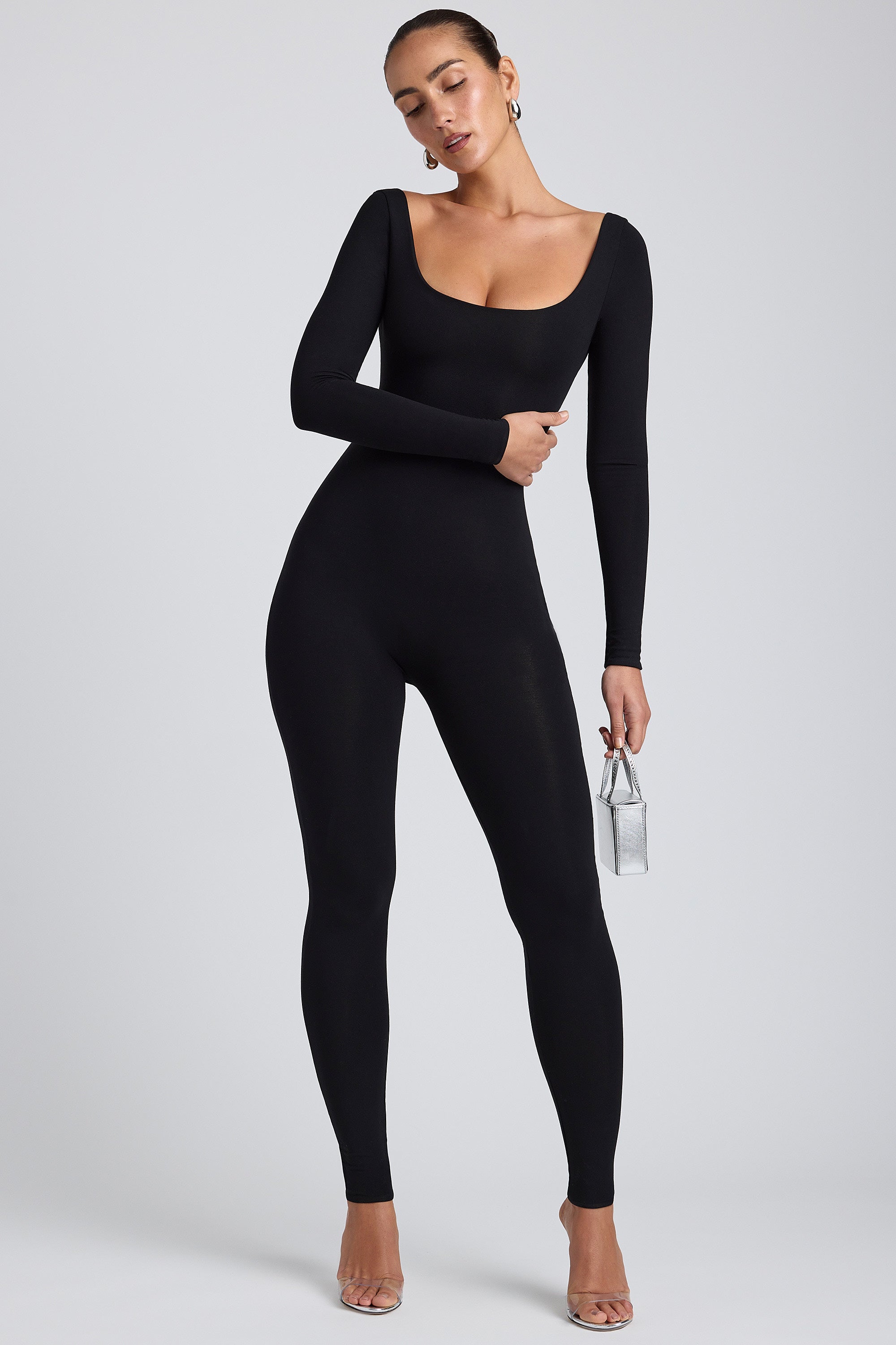 Oh Polly 8122 combinaison noire modal petite dos croisé