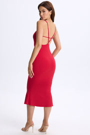 Oh Polly Lois Robe midi rouge modal dos nu