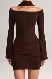 Oh Polly Dresses 14778 robe mini chocolat épaules nues