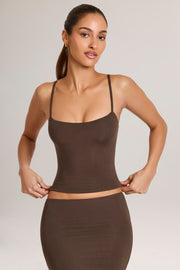 Oh Polly Ailany débardeur modal marron chocolat col rond