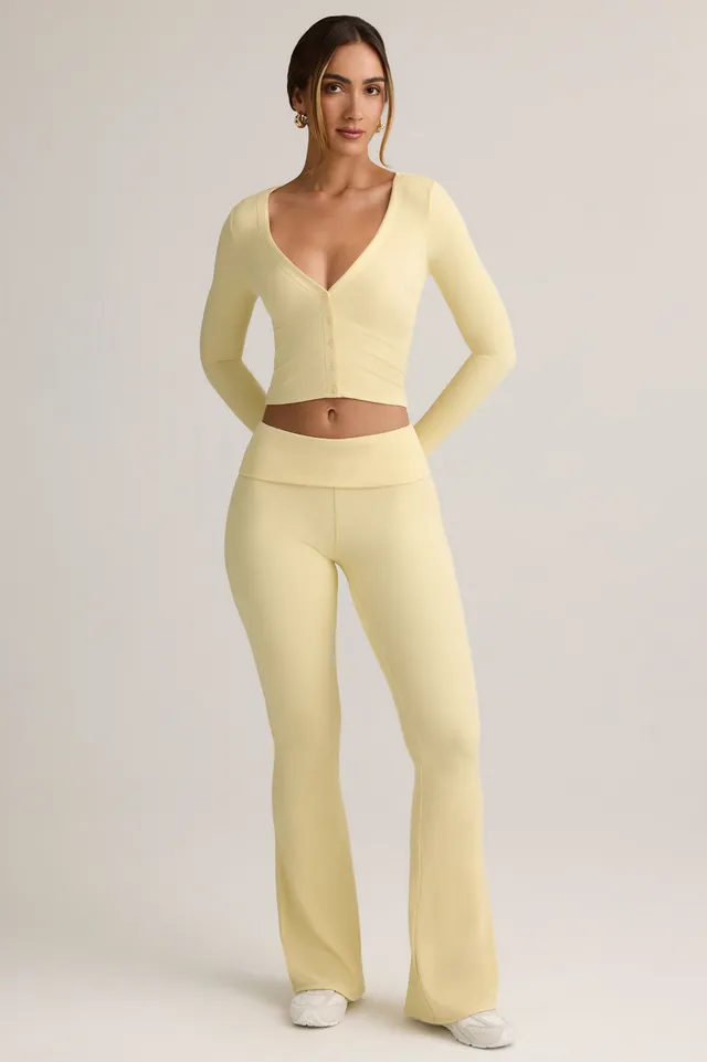 Oh Polly Jules pantalon flare jaune taille rabattue modal