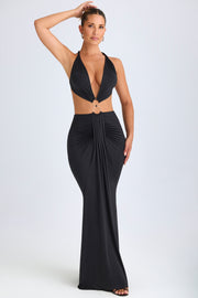 Oh Polly Omarosa robe maxi noire découpée jersey