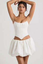 Oh Polly Marnie Mini Jupe Blanche Bubble Hem Satin + Short