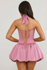 Oh Polly Ludmila robe mini corset mauve dos lacé