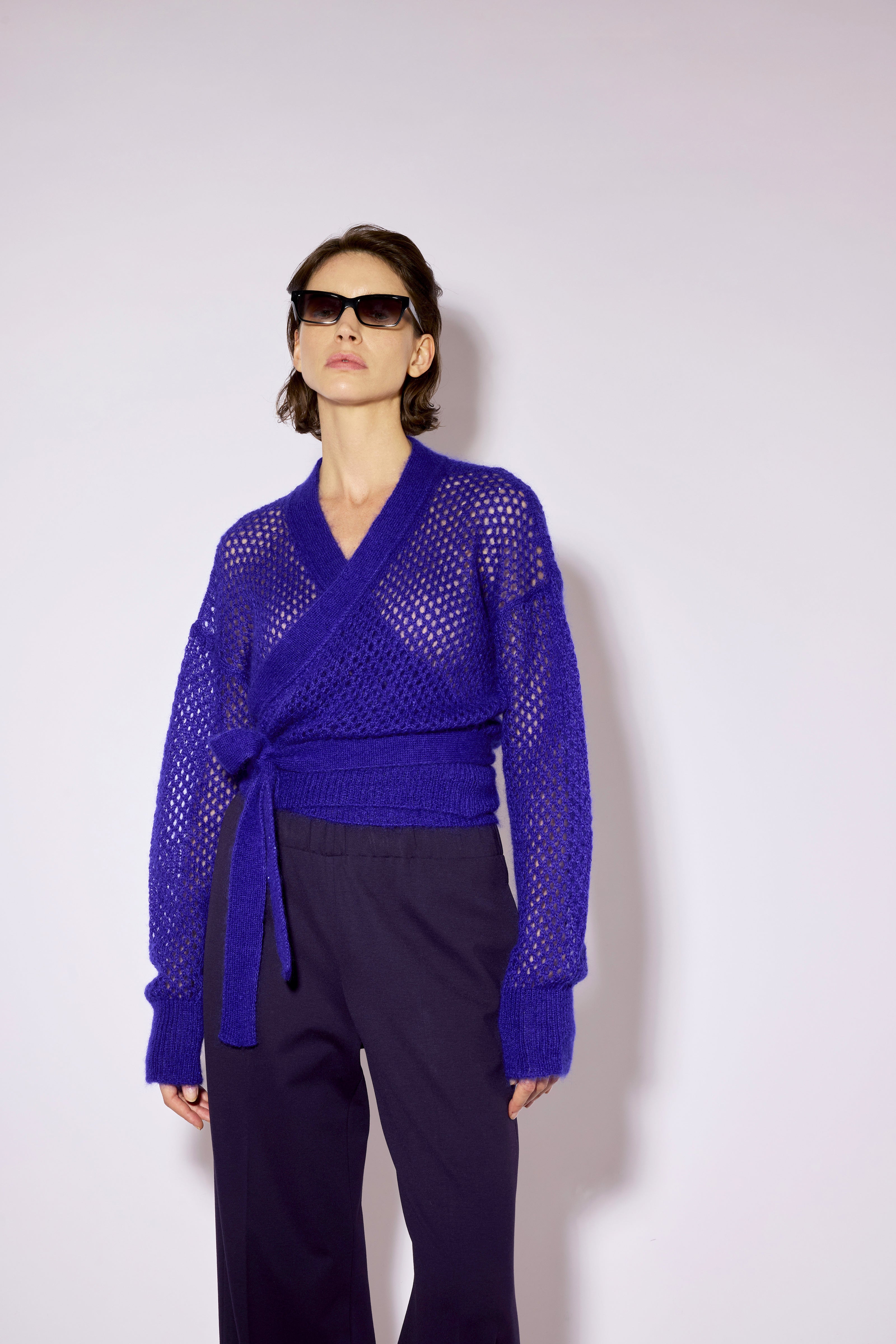 Liviana Conti Loelia cardigan mohair bleuet paillettes