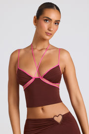 Oh Polly Tops 8008 caraco marron chocolat découpes