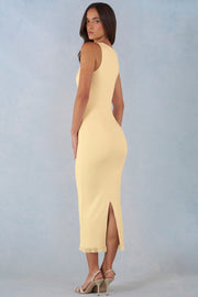 Oh Polly Sorelle robe midi jaune beurre dentelle modal