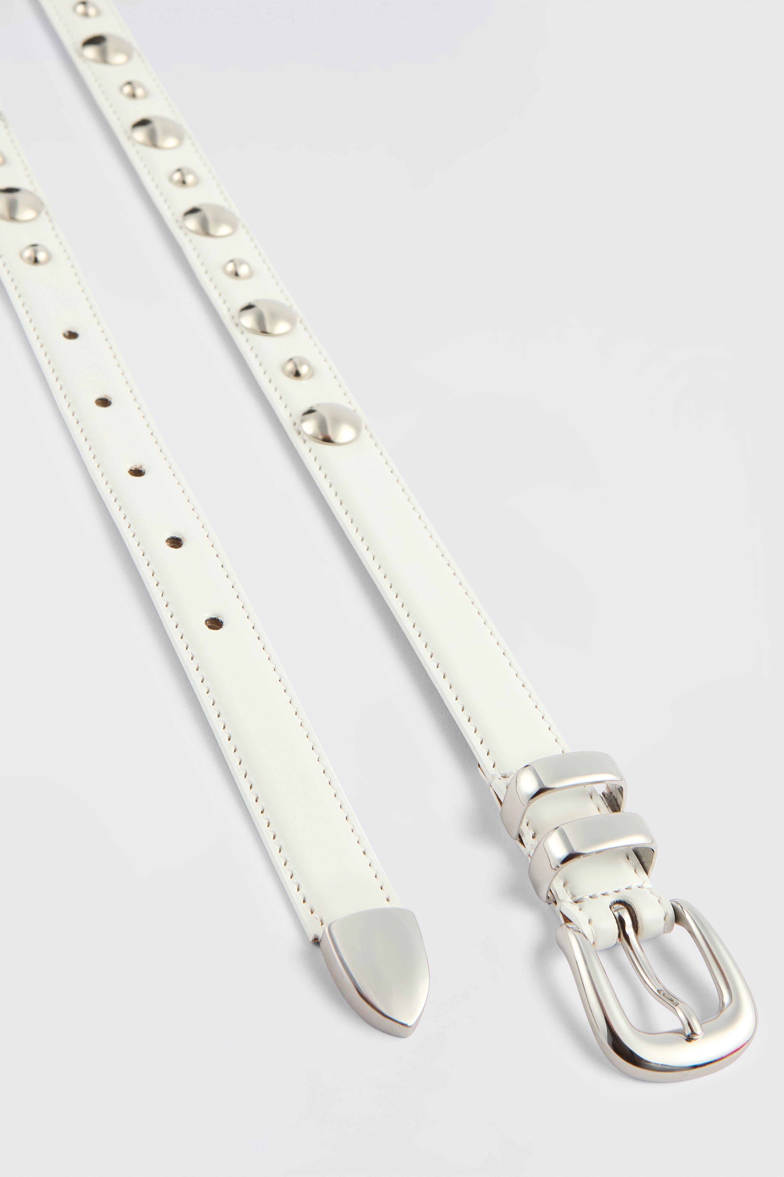 Liviana Conti Karen Ceinture Blanche Vegan 2cm Cloutée Taille 75-95