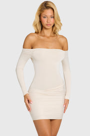 Oh Polly Dresses 16649 robe mini blanche épaules nues