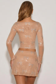 Oh Polly Natala Top Almond strass col carré