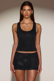 Oh Polly Embellished 14971A mini jupe noire strass