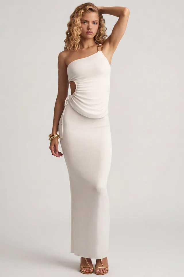 Oh Polly Skirts jupe maxi blanche jersey taille basse
