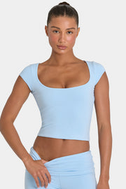 Oh Polly ButterCloud crop top ciel bleu double couche