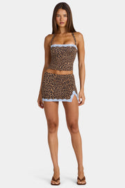 Oh Polly Waverly mini jupe léopard modal taille basse