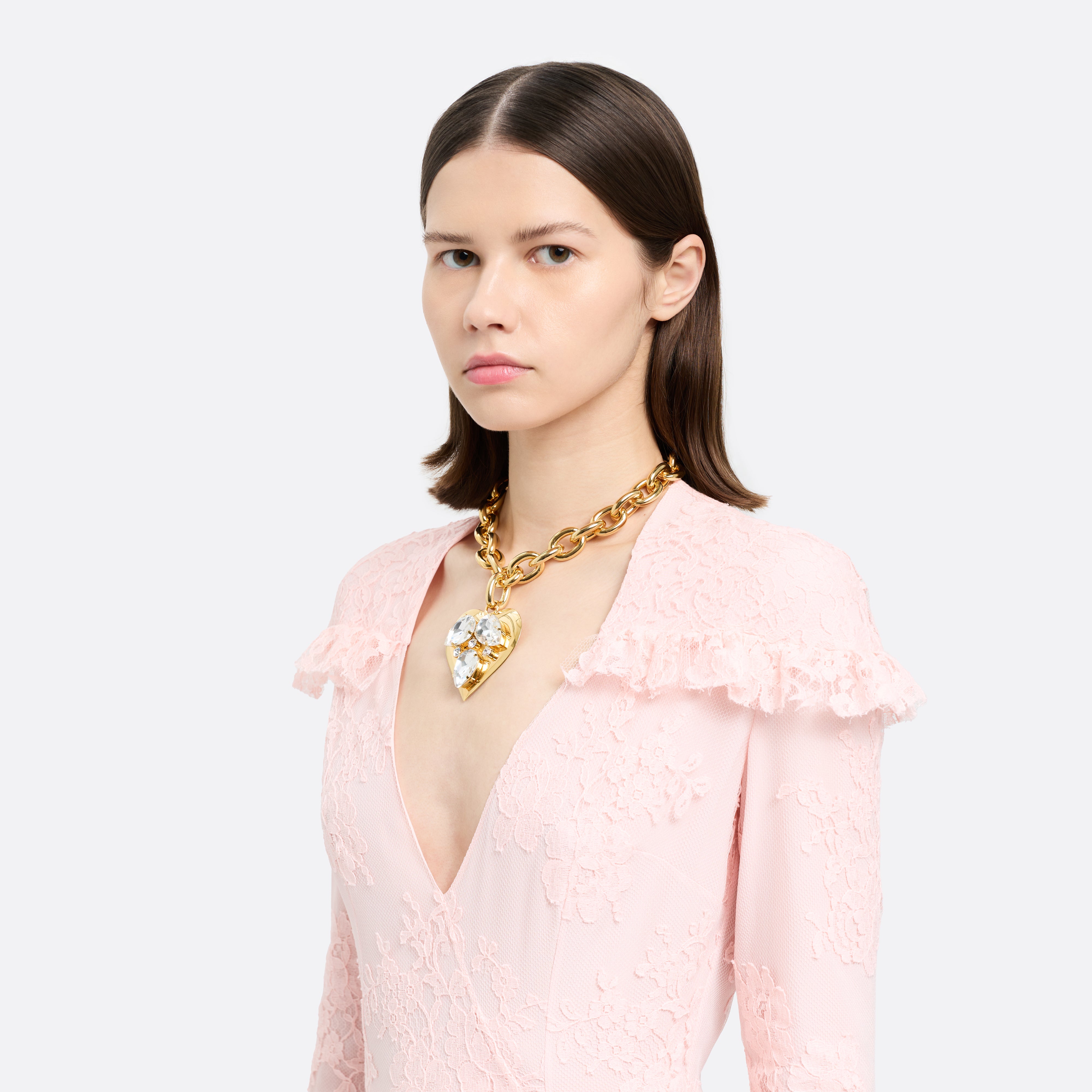 Alessandra Rich collier métal cœur cristal doré OS