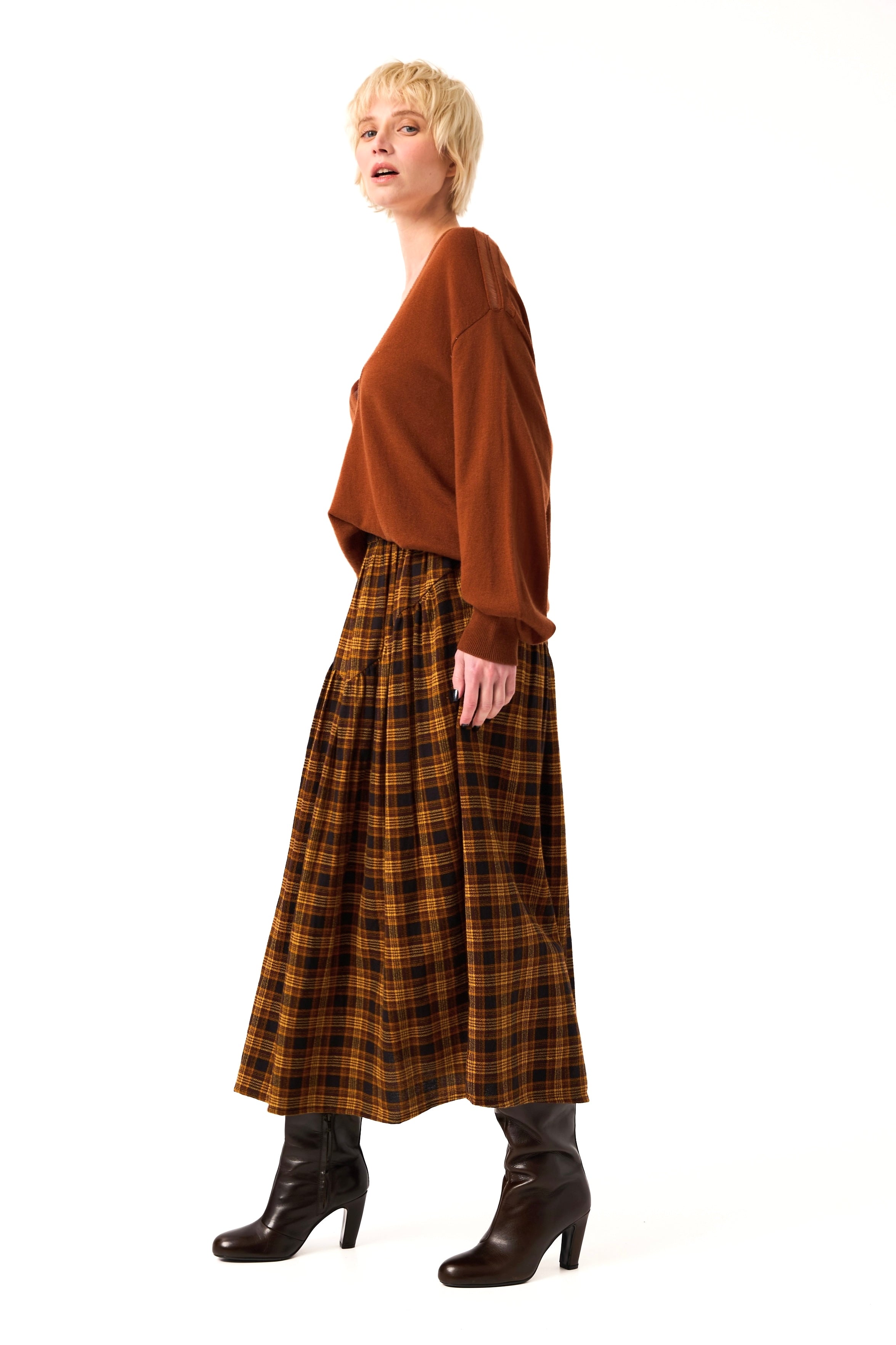 ChicoSoleil Anna jupe midi coton tribal plaid
